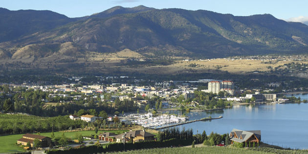 Penticton and Okanagan Lake from the hills above town